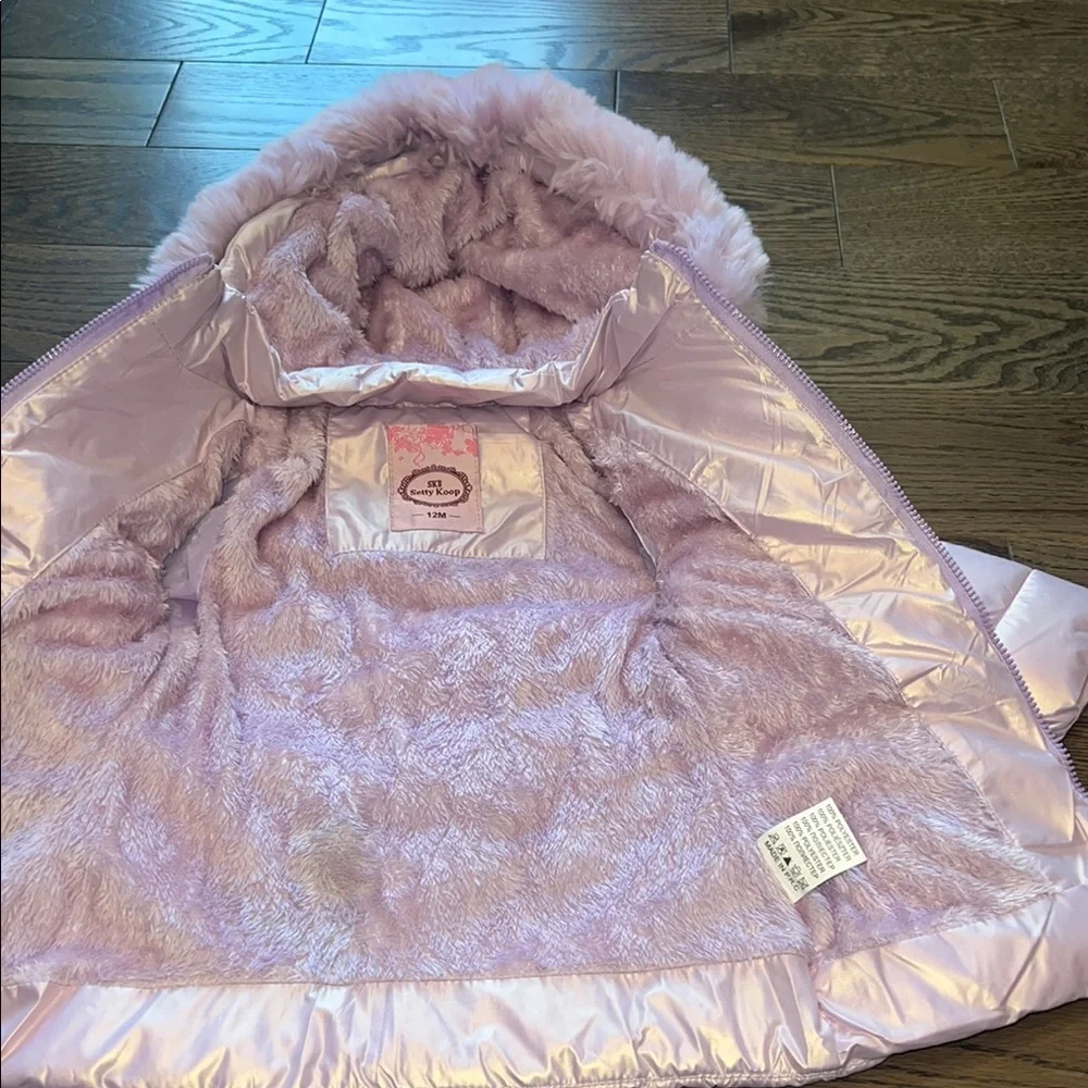 Serty Koop Lilac Puffer Coat with Faux Fur 12 months fashion jacket purple NWT